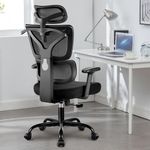 Winrise Office Chair Ergonomic Desk Chair, Mesh Home Office Chair High Back Swivel Computer Chair, Big and Tall Reclining Chair with Lumbar Support, Adjustable Armrest Headrest (Black)