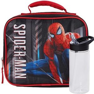 Fast Forward Marvel Spiderman Lunch Box with Water Bottle Set- Kids Soft Insulated Lunch Bag for Boys