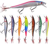 Saltwater Fishing Lures Hard Bait Set Minnow Lures Crankbait Swimbaits Bass Fishing Bait Set Artificial Topwater Fishing Lures Kit for Bass Trout Walleye Redfish Saltwater Freshwater Fishing