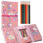 SHUDAUSHI® Coloring Book for Kids with 30 Drawing Sheet, 8 Pencil Color,10 Scratch Sheet Art and Craft Drawing Color Book Set for 3+ Years Kids, Party Favor Return Gift for Kids (Unicorn)