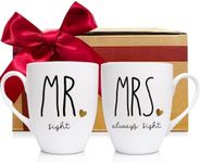 CATABUBU Mr Right & Mrs Always Right Mug Gift, Funny Mr/Mrs Always Right Present Anniversary Wedding Gifts for Couple Friends Parents Grandparents Hubby Wifey-44