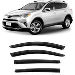 CLIM ART Incredibly Durable Rain Guards for Toyota RAV4 2013-2018, Original Tape-on Window Deflectors, Vent Deflector, Vent Window Visors for Cars, Dark Smoke, Car Accessories, 4 pcs- 413299