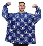 Chelsea Football Club Mens Fully Lined Luxury Fleece Hoodie, Oversized Fleece Blanket Hoody Blue