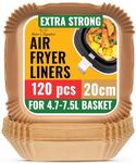 8 inch Air Fryer Liners, 120Pcs Disposable Parchment Sheets - 20 cm Square Paper Liners for 3.7-6.7 L Baskets – Versatile Use in Microwave, Oven, Pans & Baking - Easy Cleanup by Baker's Signature