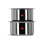 Sumeet Stainless Steel Cookware Set with Lid, 1 L & 1.25 L, 2 Piece (Steel), Mirror, 1 Liter