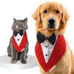 Dog-O-Bow Tuxedo Bandana for Dogs (L, Red)