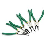 4-Piece Snap Ring Pliers Set - Heavy Duty 7-inch Internal/External Circlip Pliers Kit -Straight/Bent Jaw - Cr-V Steel - for Ring Remover Retaining- Storage Pouch Included