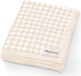 Bleu La La Checkered Baby Blanket Swaddle - 100% Soft Cotton Quilt Swaddling Crib Stroller Blanket for Nursery Bed Shower Baby Gift Registry for Newborns Toddlers Boys & Girls (Plaid - Beige)