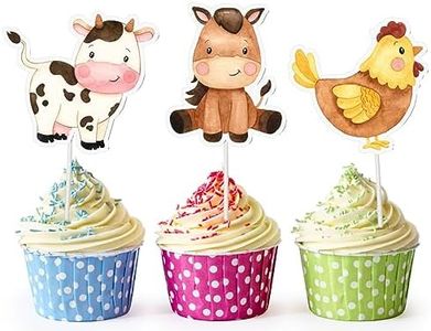 Farm Animals Cupcake Toppers - Set of 10 Adorable Farmyard Cake Decorations - Perfect for Kids' Parties and Farm-Themed Events