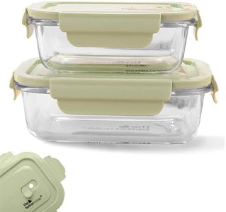 The Better Home Borosilicate Glass Lunch Box Set of 2 (410ml & 680ml) | Tiffin Box for Office for Men Women | Lunch Box for Women School Kids | Microwave Safe Leak Proof Airtight Lunch Boxes (Green)