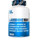 Evlution Nutrition 1500mg L-Arginine Capsules - High Strength L Arginine Supplement for Enhanced Nitric Oxide Production plus Protein and Creatine Synthesis - Preworkout Nitric Oxide Supplement