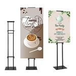 ZEGNEER Black Pedestal Poster Sign Stand for Display, Adjustable Height Up to 80 Inchs, Heavy Duty Banner Double Sided Sign Holder for Board & Foam