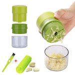 HOTLIKE Garlic Press, 3PCS Set Garlic Grinder, Crusher with Silicone Garlic Peeler & Cleaner Brush, Multifunction Squeezer for Walnut Peanut Ginger Mincer Garlic Chopper Practical Kitchen Tool (Green)