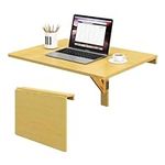 COSTWAY Wall-mounted Drop-leaf Table, Folding Floating Laptop Desk, Space Saving Hanging Table for Study, Bedroom, Bathroom, or Balcony, 80x60CM, Capacity 20KG (Natural)