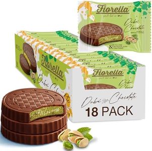Fiorella Dubai Style Milk Chocolate Pistachio Bars, Filled Chocolate With Pistachio Butter & Crispy Kadayif, Individually Wrapped Chocolate Snacks, 18 Pack