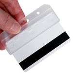 5 Pack - Rigid Plastic Horizontal Half Card ID Badge Holders - Hard Plastic Easy Access Swipe Card Holders by Specialist ID