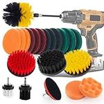 Drill Brush,22 Pieces Power Drill Brush Set,6 Cleaning Brush,6 Inch Extension Rod,Scouring Pads,Sponge,Polishing Pads,Drill Brush Attachment Set Ideal for Cleaning Wall,Bathroom,Kitchen,Car,FloorTile