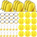 Nuogo 48 Pcs Softball Party Favors Softball Gifts for Girls Include 12 Pcs Softball Goodie Bags 12 Pcs Softball Keychain 12 Pcs Softball Bracelets and 12 Pcs Softball Stress Balls for Sport Party