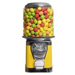 Gumball Machine for Kids - Yellow Vending Machine with Cylinder Globe - Bubble Gum Machine for Kids - Home Vending Machine - Coin Gumball Machine - Bubblegum Machine - Gum Ball Machine Without Stand