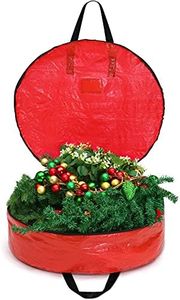 Narremcoy 30 Inch Christmas Wreath Storage Bag - Reinforced Canvas Handles, Double Stainless Steel Zippers, Waterproof PE Polyethylene