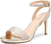 DREAM PAIRS Women's Stecy-1 High Stiletto Open Toe Ankle Strap Heels Dress Pump Heel Sandals Gold Glitter Size 8.5 US