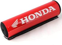 Short Red Pad & White Text Soft Cushion High-Density Foam Crossbar Handlebar Protectors for ATVs Motorcycles Bikes (7.87in Long)