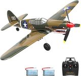 VOLANTEXRC RC Plane 2.4Ghz 4CH Remote Control Airplane RTF P40 Radio Controlled Aircraft for Beginners with 6-axis Stabilizer System One Key Aerobatic Yellow Airplane(761-13 RTF)