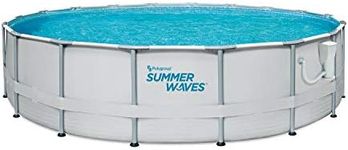 Summer Waves Elite 18ft x 48in Metal Frame Outdoor Backyard above Ground Pool Set with Filter Pump, Ladder, Ground Cloth, Cover, and Maintenance Kit