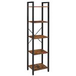 VASAGLE Bookshelf, Bookcase, 5-Tier Storage Shlef Rack with Steel Frame, for Living Room, Office, Study, Hallway, Industrial Style, Rustic Brown and Black ULLS100B01