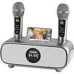 Karaoke Machine for Adults and Kids, Portable Bluetooth Karaoke Set PA System With 2 Wireless Microphone, Karaoke Speaker with Phone Holder/USB/TF Card/AUX-In, for Home Party, Picnic, Outdoor/Indoor