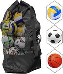 Tibapla 110 * 49 CM Extra Large Waterproof Mesh Ball Bag, Heavy Duty Football Shoulder Bag, Adjustable Drastring Equipment Bag for Basketball Volleyball Soccer Rugby Net Ball Carrying Storage Sack Holds 15 Balls