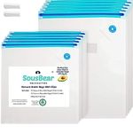 Sous Vide Bags 20 Reusable Vacuum Food Storage Bags for Anova, Joule Cookers - 2 Sizes Sous Vide Bag Kit with Pump - 2 Sous Vide Bag Sealing Clips for Food Storage and Sous Vide Cooking