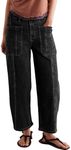 EVALESS High Waisted Jeans for Women Wide Leg Loose Casual Ladies Mom Barrel Jeans Black Size 6