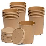 Comfy Package [32 oz. - 25 Count Kraft Paper Food Containers with Vented Lids - To Go Hot Soup Bowls, Disposable Ice Cream Cups, Ideal for Hot and Cold Foods