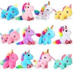 12 Pack Mini Plush Unicorn Stuffed Animals Keychains Unicorn Party Favor for Girls/Boys Unicorn Birthday Party, Pinata Fillers, Goodie Bag Stocking Stuffers, Easter Basket Stuffers Fillers