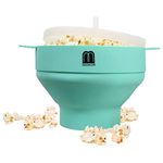 MMUGOOLER Original Microwave Popcorn Popper Silicone Popcorn Maker, Collapsible Bowl with Lid, Without BPA and Dishwasher Safe, Quick & Easy(Blue)