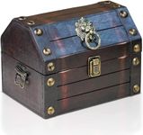 BRYNNBERG wooden pirate treasure chest Lionshead L 50x36x36cm decorative storage box - Vintage decoration handmade - with padlock lockable with key