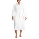 Lands' End womens Long Sleeve Spa Bath Robe, White, Medium