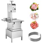 VEVOR Commercial Electric Meat Bandsaw, 2200W Stainless Steel Vertical Bone Sawing Machine, Workbeach 24.4" x 20.5", 0.16-8.7 Inch Cutting Thickness, Frozen Meat Cutter with 6 Blades for Rib Pork Beef