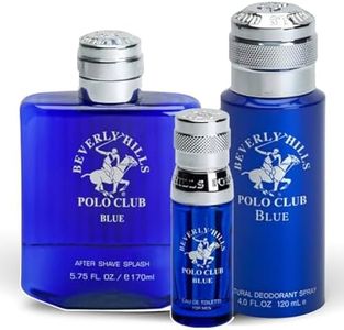 Beverly Hills Polo Club BHPC Men's Essential Collection, includes Eau De Toilette, Deodorant Body Spray & After Shave Lotion (Blue)