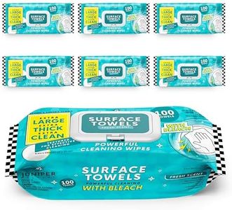 Juniper CLEAN 6 Packs Surface Wipes with Bleach, Thick & Large Dispose, All-Purpose Cleaner for Bathroom, Kitchen, Office, 600 Count Soft Flow, Biodegradable, Fresh Scent