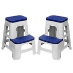 SKYGLAMOUR Plastic Multi-Purpose Stepper Stool for Kitchen | Office&Home Use with Weight Bearing Capacity of 120 Kg |2 Step Stool for Home| Color: Blue; Pack of 2