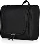 YOHOM Toiletry Travel Bag with Hanging Hook, Fabric Travelling Light Hanging Toiletry Bag for Men & Women Foldable Kit Shaving Bag for Travelling/Gym/Camping/Daily Use, (Large Size, Black)