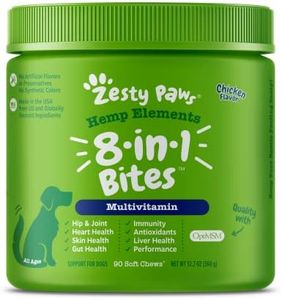 Zesty Paws Multivitamin for Dogs with Hemp - Glucosamine Chondroitin + Msm for Hip & Joint Health - Enzymes & Probiotics for Digestion - Vitamins & Omega 3 for Skin & Coat + Heart & Immune - 90 Count