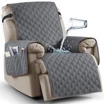 Ruaozz 100% Waterproof Recliner Chair Cover Non-Slip Reclining Cover for Recliner Chair Washable Chair Seat Cover with Elastic Straps for Kids, Dogs, Pets (Dark Grey, 1 Seater 23'')