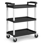 COSTWAY Rolling Trolley Cart, 3 Tier Mobile Utility Storage Organiser Shelves with Swivel Wheels and Handle, Multi-Purpose Serving Cart for Kitchen Garage Workshop (Aluminum+PP, 80 x 41 x 97cm)