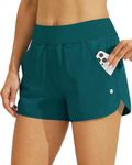 Willit Women's 3" Swim Board Shorts Swimming Bottoms with Brief Liner Quick Dry UPF 50+ Teal M