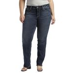 Silver Jeans Co. Women's Plus Size Suki Mid Rise Slim Bootcut Jeans, Dark Indigo Rinse, 20 Plus
