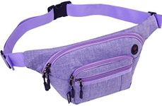 Fanny Pack,VASCHY Lightweight 4 Zipped Sleeves Multipurpose Belt Waist Bum Hip Bag Pouch Pack for Men Women with 150cm Extra Long Adjustable Strap Purple