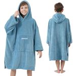 ROSEEM Kids Soft Changing Robe - Towel Poncho for Swim Beach and Bath, Bathrobe Soft Oversized Surf Poncho for Boys & Girls, Blue